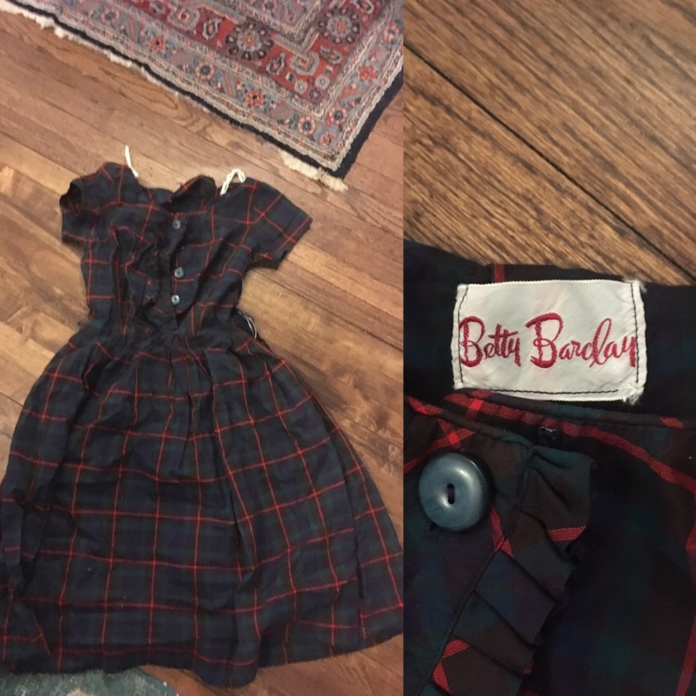Vintage 1950s Betty Barclay Plaid Dress